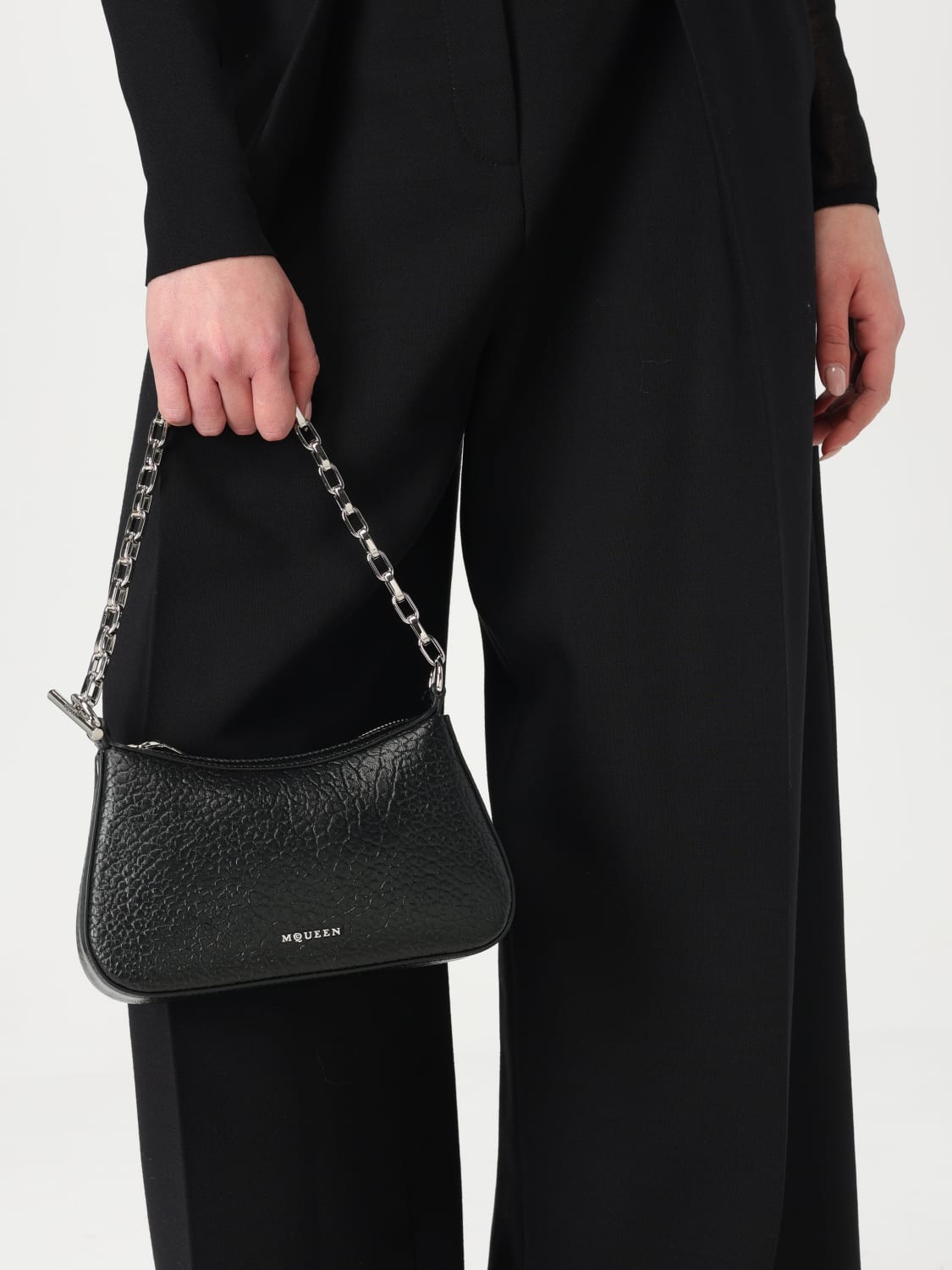 MCQUEEN BORSA MINI: Borsa McQueen in pelle a grana , Nero - Img 2