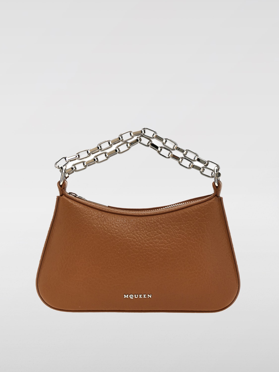 MCQUEEN BORSA MINI: Borsa McQueen in pelle a grana , Marrone - Img 1