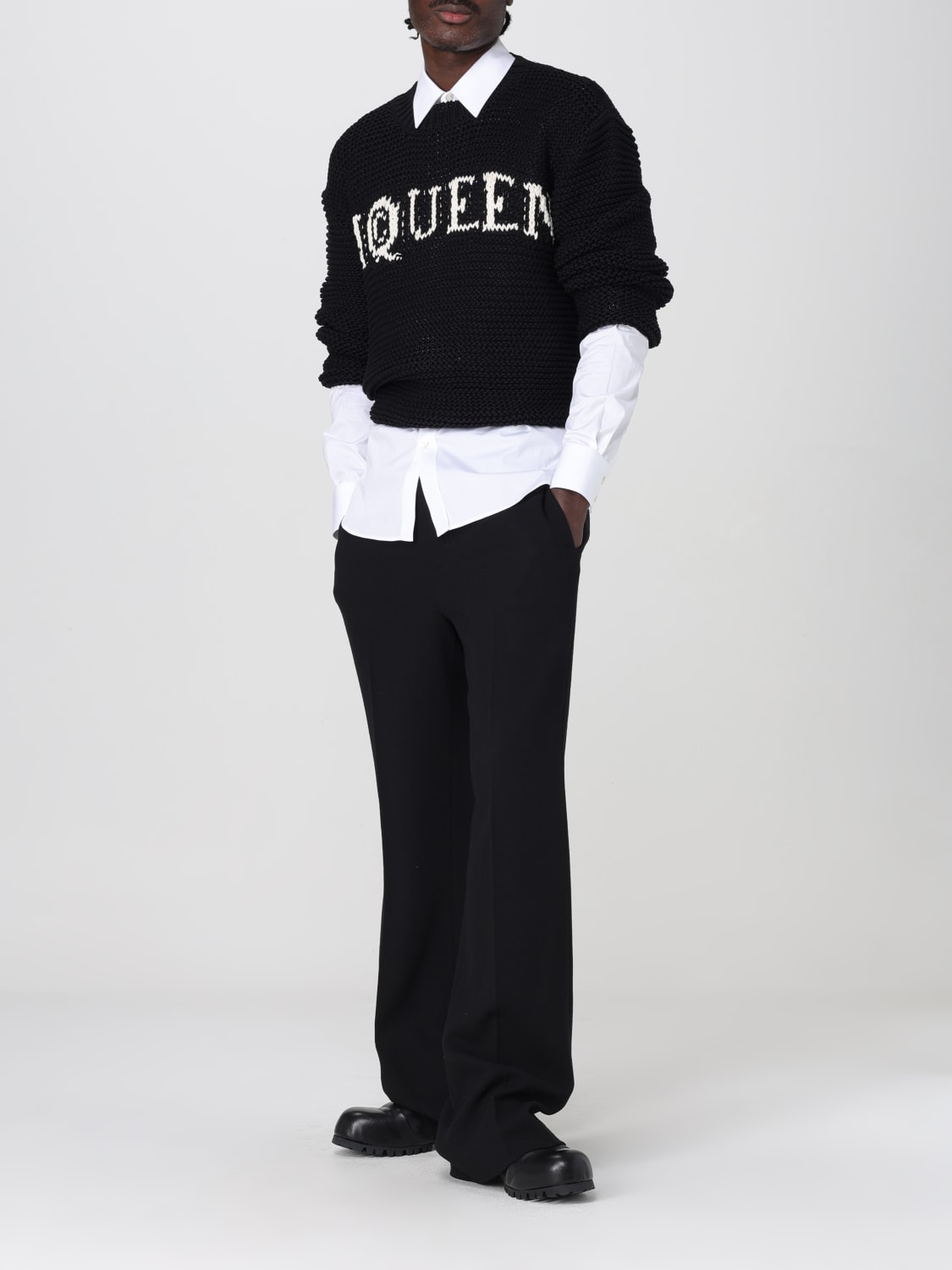 MCQUEEN MAGLIA: Maglia a girocollo McQueen in cotone, Nero - Img 2