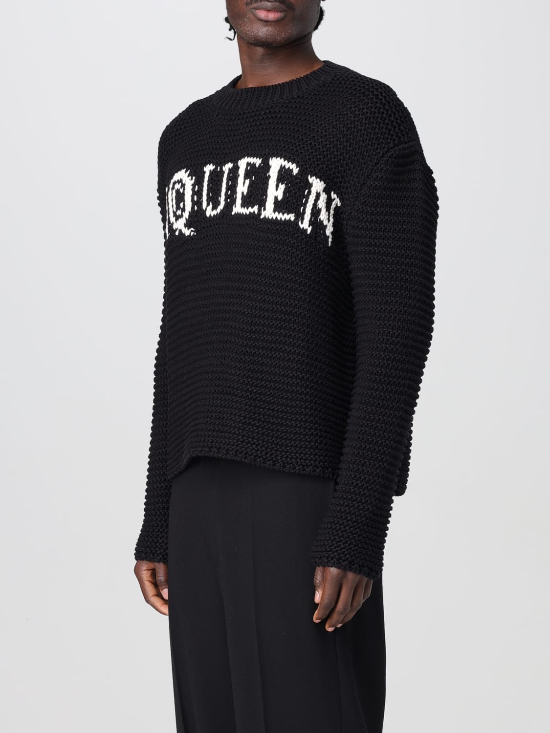 MCQUEEN MAGLIA: Maglia a girocollo McQueen in cotone, Nero - Img 4