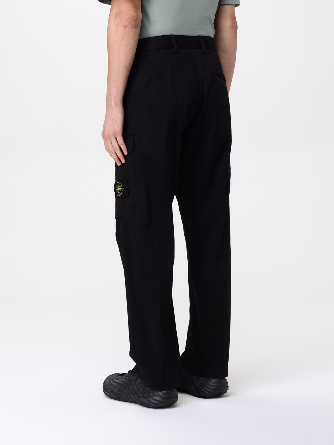 STONE ISLAND PANTALONE: Pantalone cargo in raso di cotone biologico stretch Stone Island, Nero - Img 3
