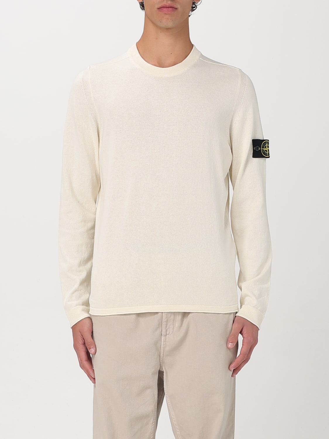 【送料&関税込】Stone  Ivory Cotton Blend Sweater Stone Island Ivory Cotton Sweatshirt Stone Island