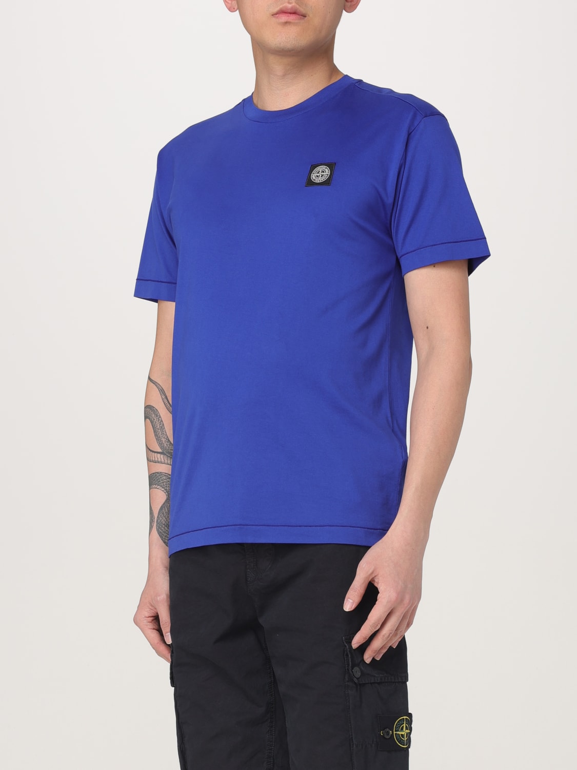 STONE ISLAND T-SHIRT: T-shirt homme Stone Island, Bleu Royal - Img 3