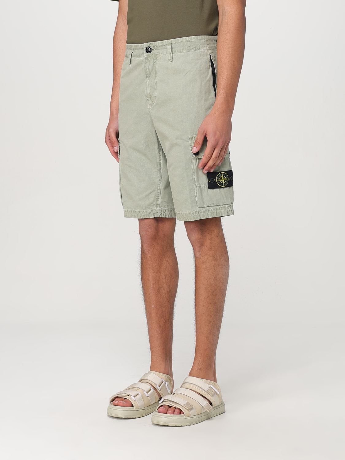 STONE ISLAND PANTALONCINO: Pantaloncino cargo Stone Island in cotone , Salvia - Img 4