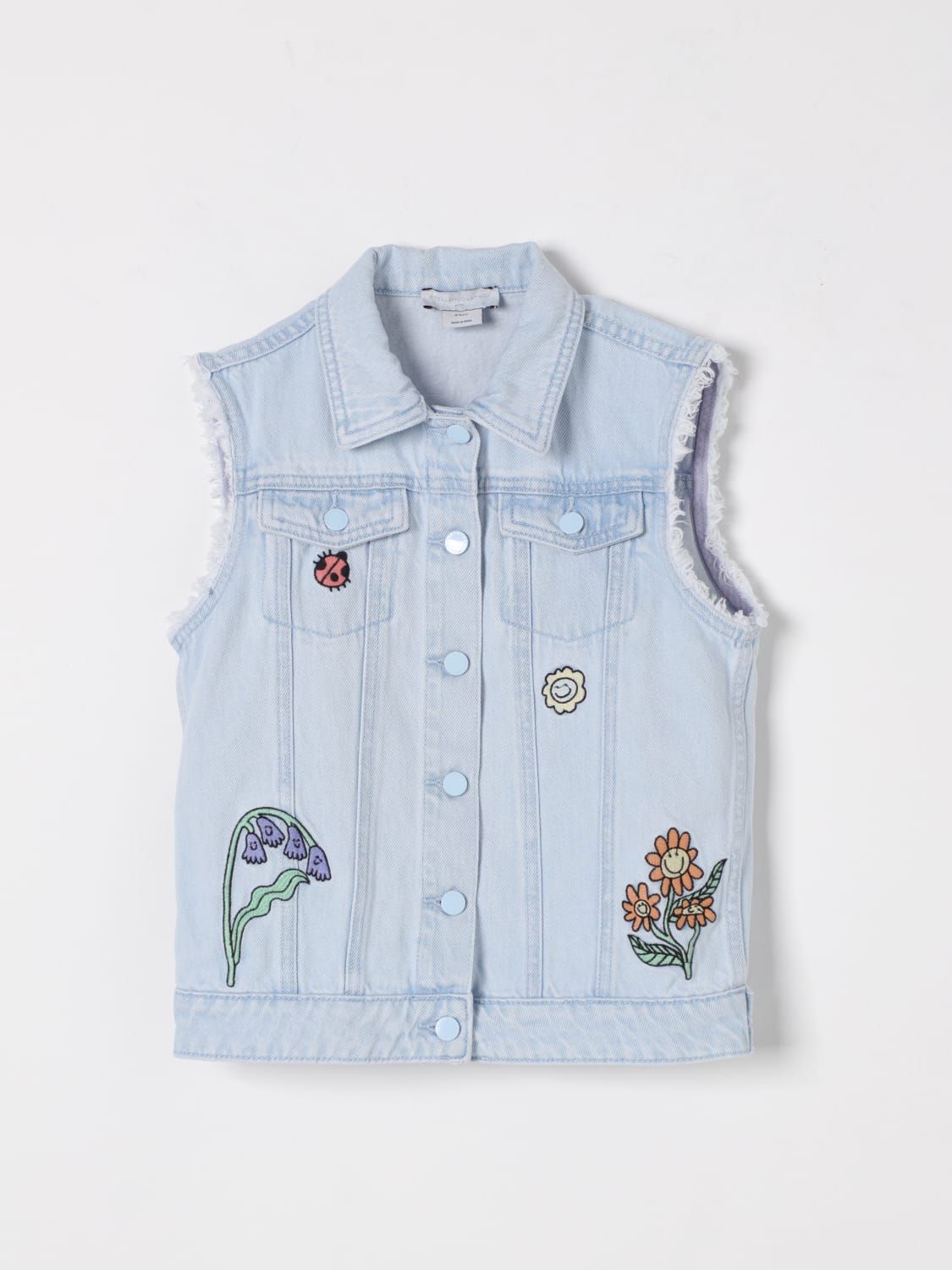 STELLA MCCARTNEY KIDS JACKET: Stella McCartney Kids denim jacket with embroidery, Sky Blue - Img 1