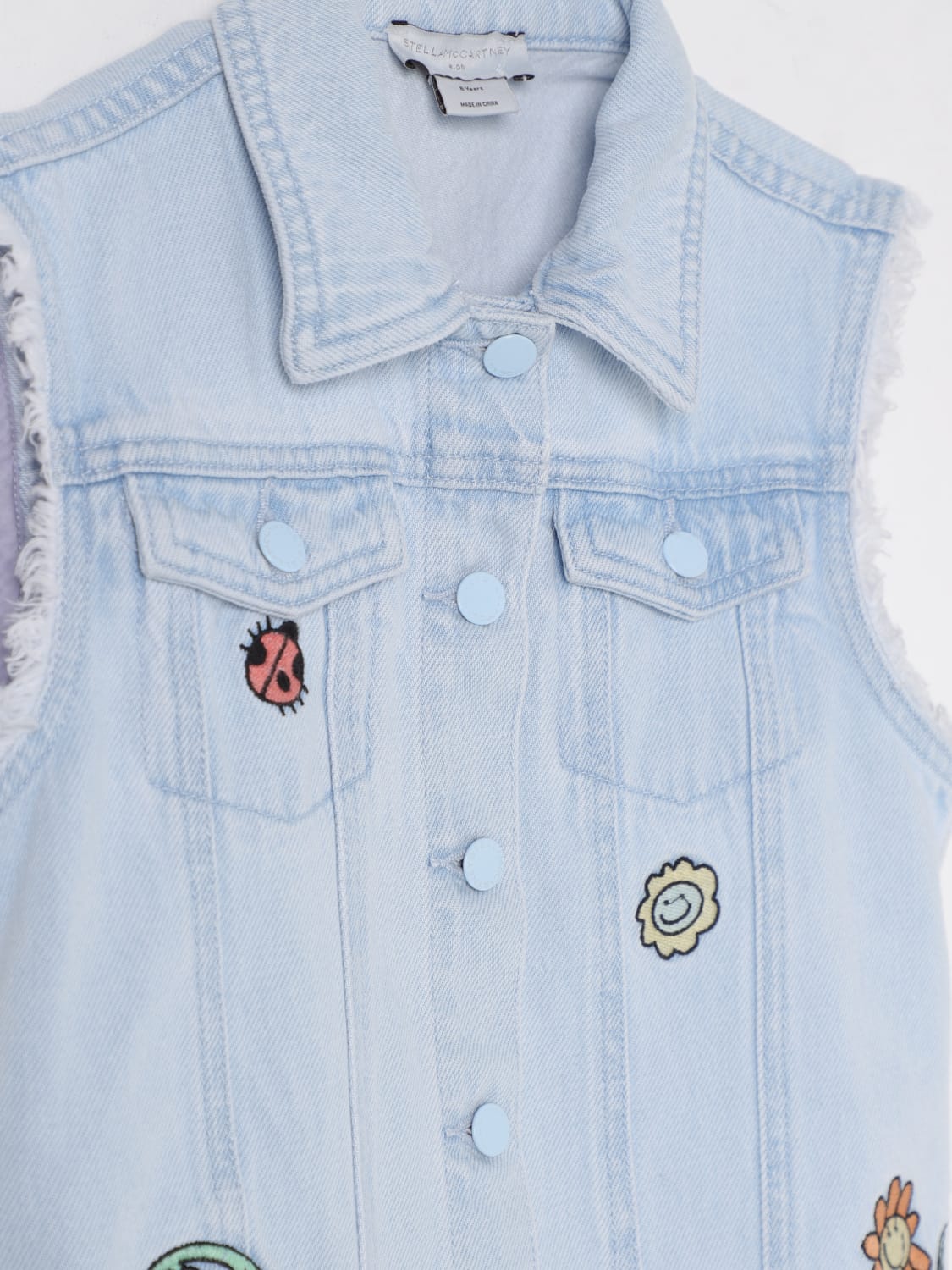 STELLA MCCARTNEY KIDS JACKET: Stella McCartney Kids denim jacket with embroidery, Sky Blue - Img 3