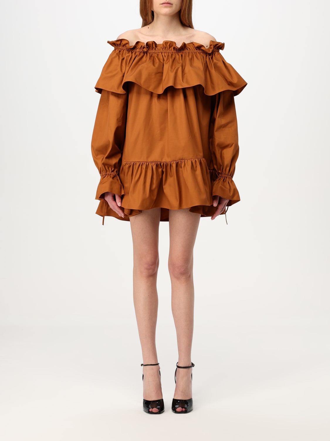 SAINT LAURENT DRESS: Dress woman Saint Laurent, Brick Red - Img 1