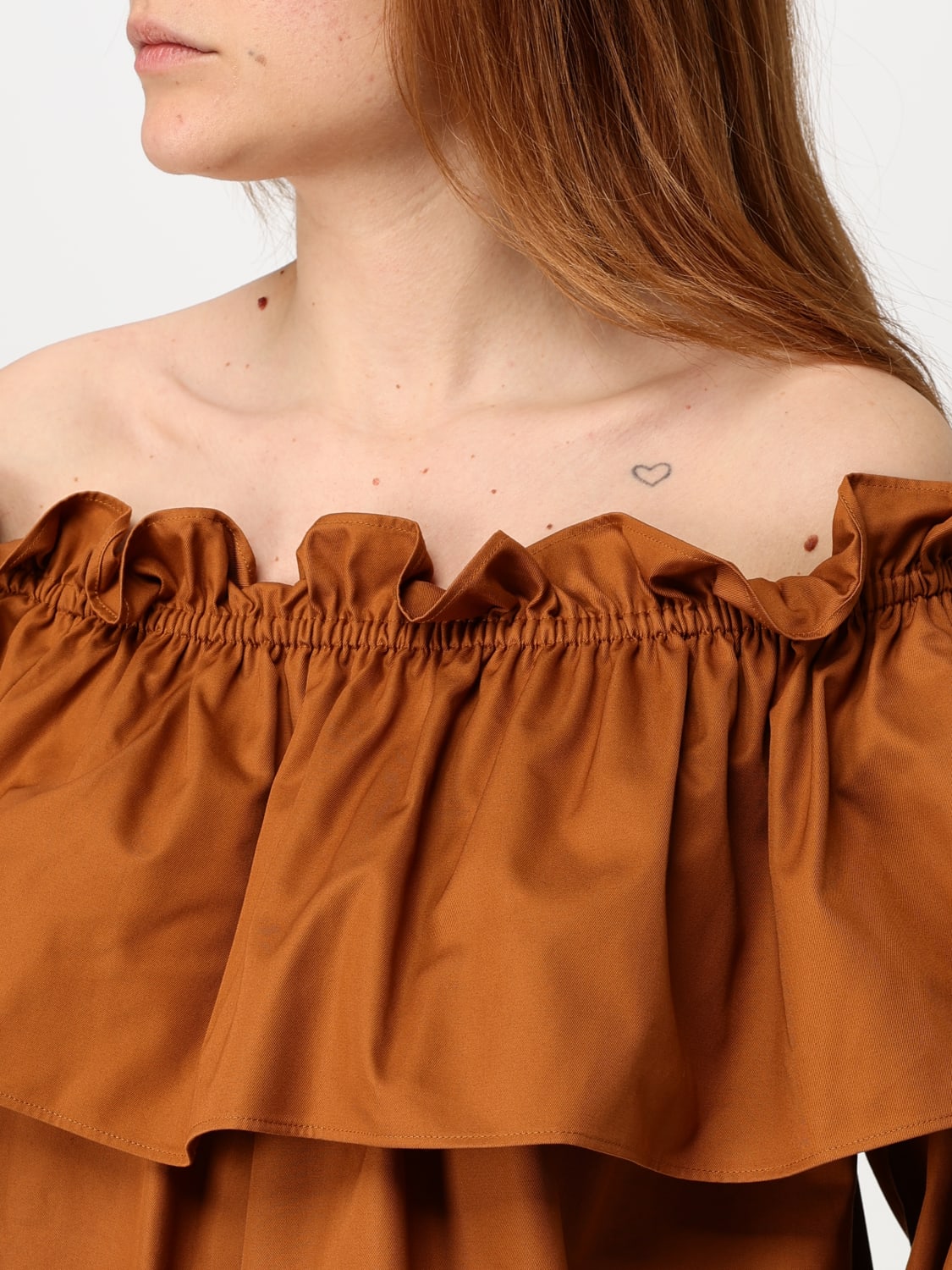 SAINT LAURENT DRESS: Dress woman Saint Laurent, Brick Red - Img 4