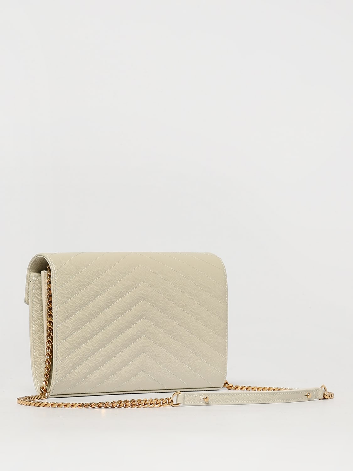 SAINT LAURENT BORSA MINI: Borsa Cassandre Saint Laurent in grain de poudre trapuntata chevron , Panna - Img 3