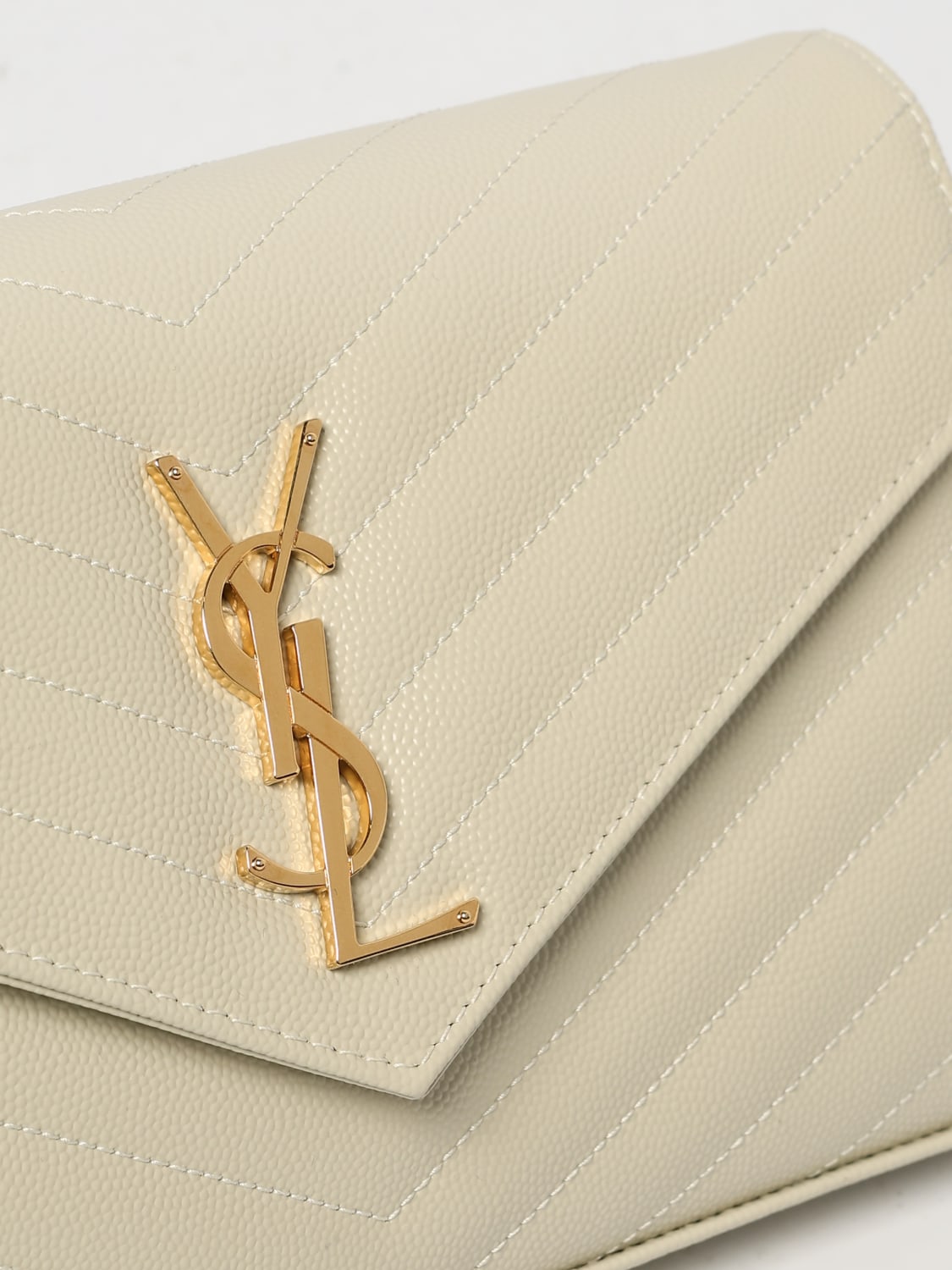 SAINT LAURENT BORSA MINI: Borsa Cassandre Saint Laurent in grain de poudre trapuntata chevron , Panna - Img 4