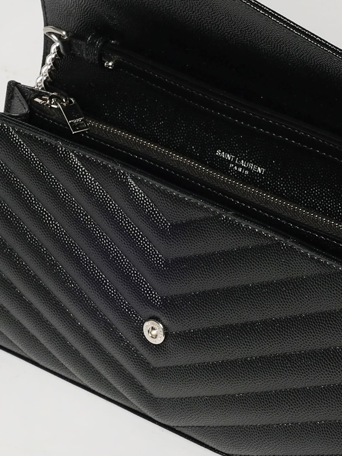 SAINT LAURENT BORSA MINI: Borsa Cassandre Saint Laurent in grain de poudre trapuntata chevron , Nero - Img 5