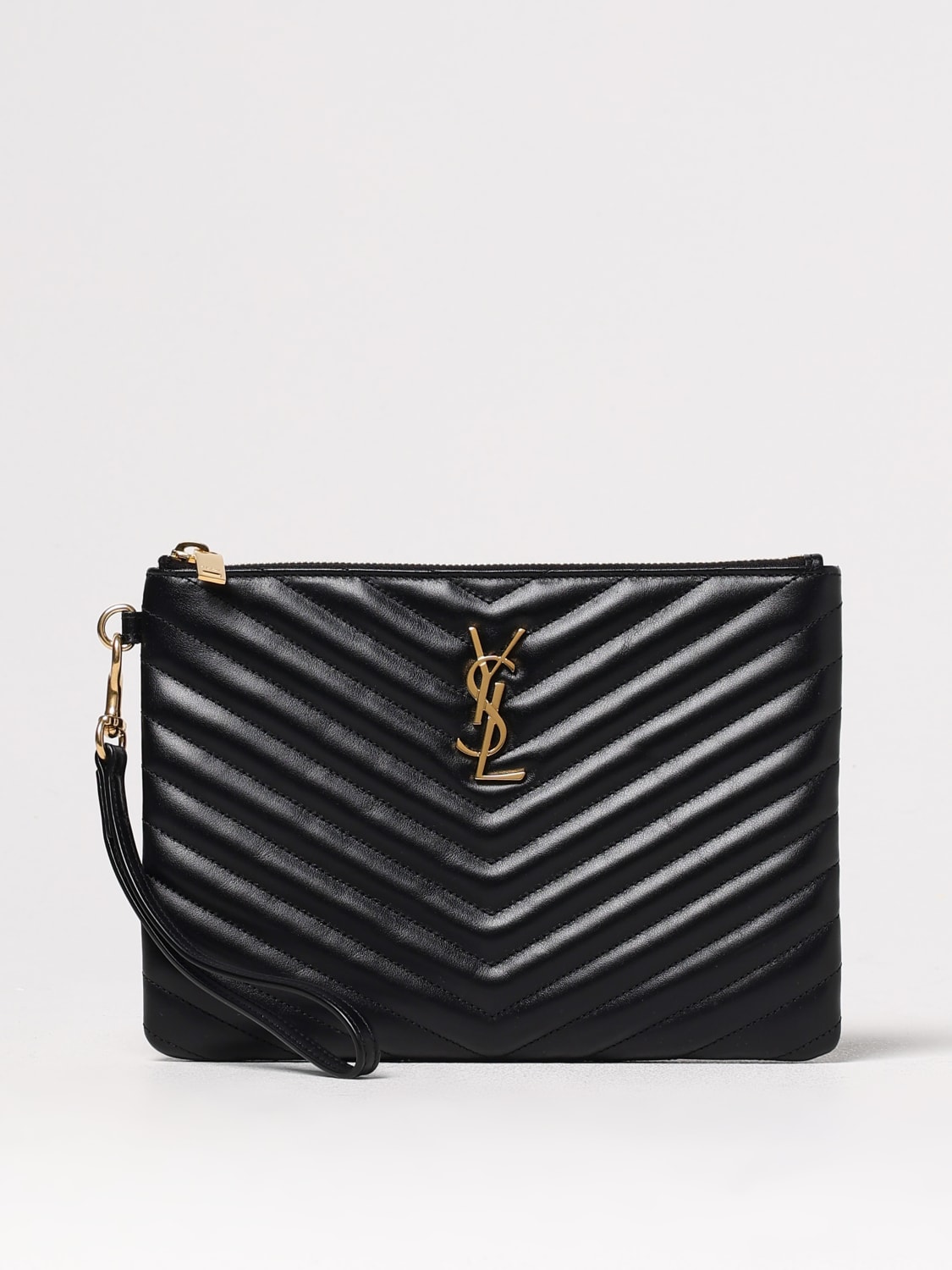 SAINT LAURENT PORTADOCUMENTI: Pochette da polso Cassandre Saint Laurent, Nero - Img 1
