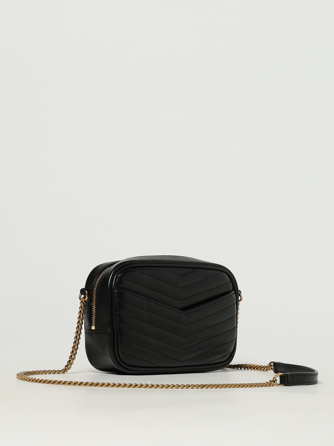 SAINT LAURENT BORSA MINI: Borsa Lou Mini Saint Laurent in nappa trapuntata chevron , Nero - Img 3