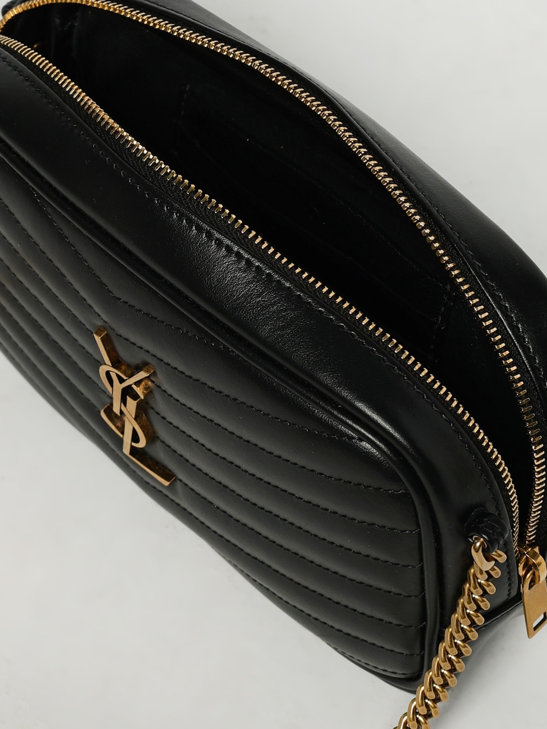 SAINT LAURENT BORSA MINI: Borsa Lou Mini Saint Laurent in nappa trapuntata chevron , Nero - Img 4