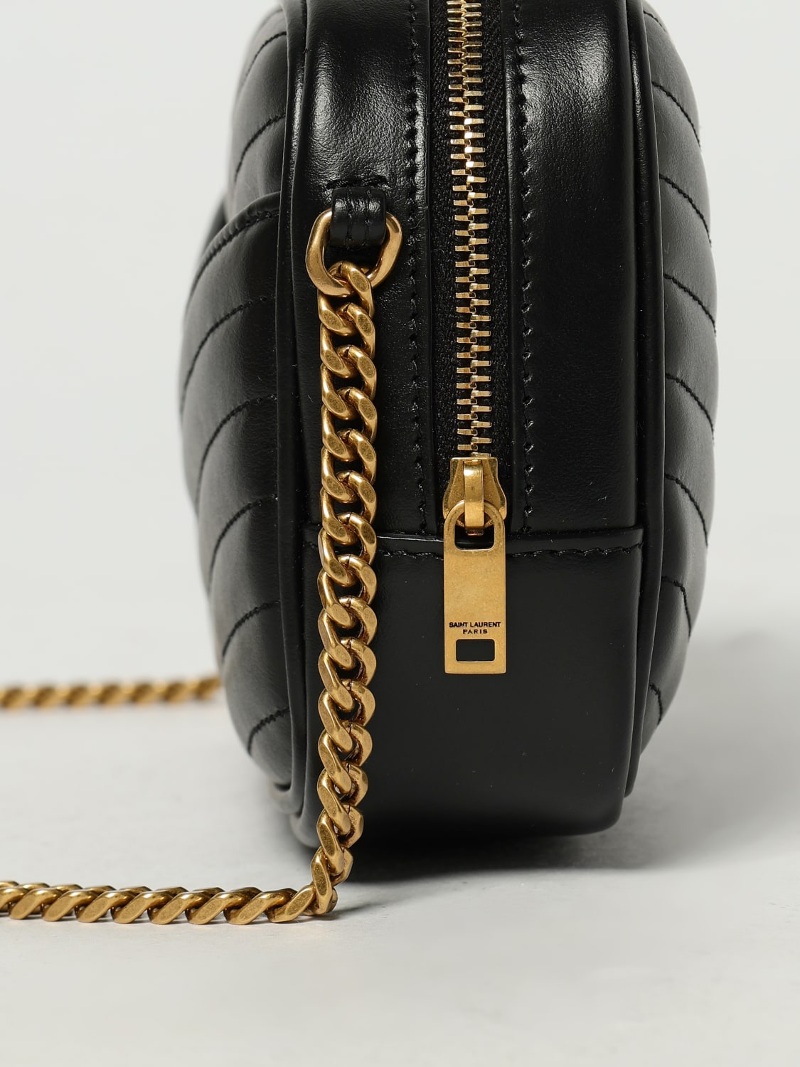 SAINT LAURENT BORSA MINI: Borsa Lou Mini Saint Laurent in nappa trapuntata chevron , Nero - Img 5