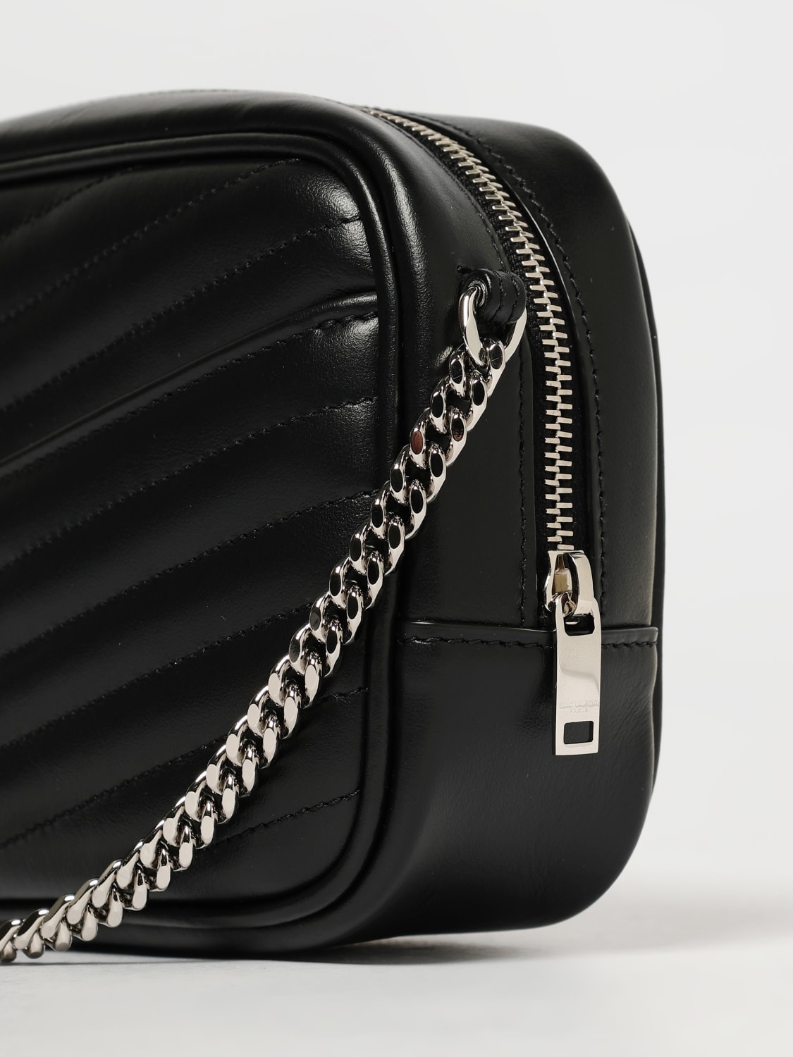 SAINT LAURENT BORSA MINI: Borsa Mini Lou Saint Laurent in nappa trapuntata chevron , Nero - Img 4