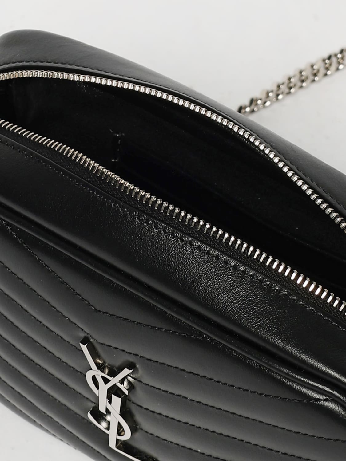 SAINT LAURENT BORSA MINI: Borsa Mini Lou Saint Laurent in nappa trapuntata chevron , Nero - Img 5