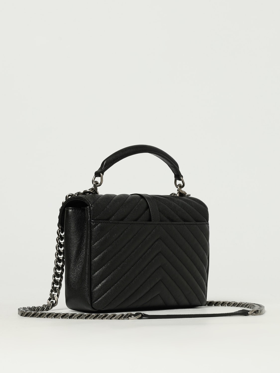 SAINT LAURENT BORSA A MANO: Borsa College Medium Saint Laurent in pelle trapuntata chevron , Nero - Img 3