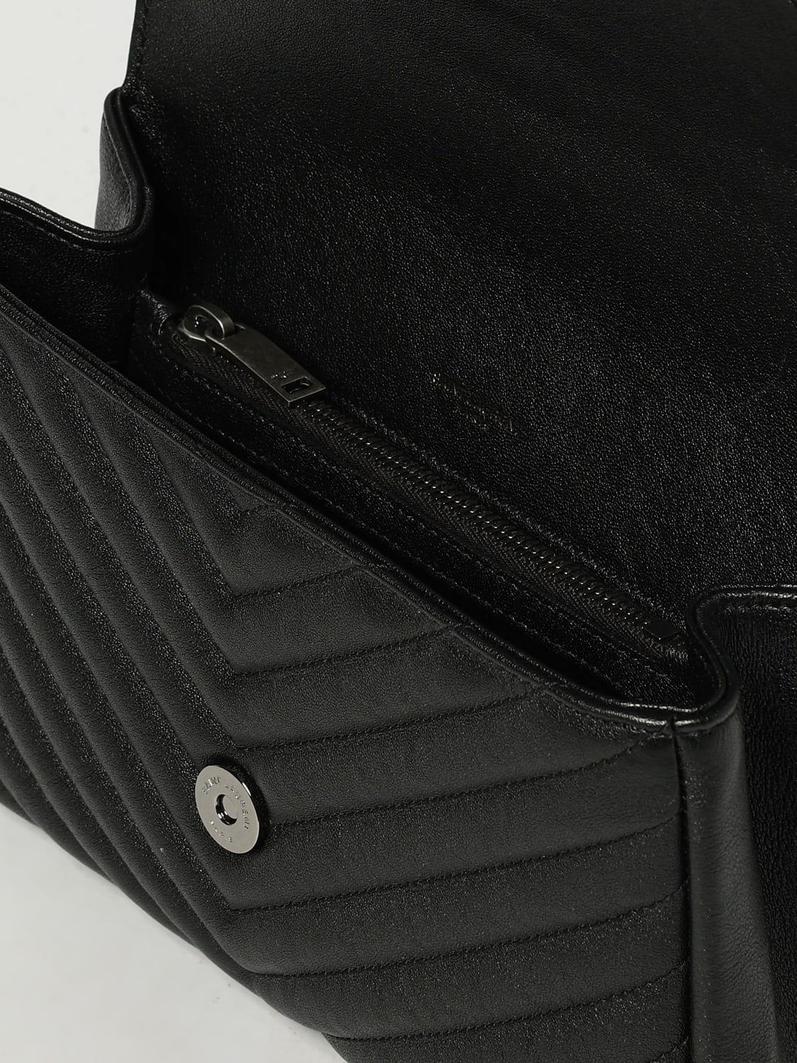 SAINT LAURENT BORSA A MANO: Borsa College Medium Saint Laurent in pelle trapuntata chevron , Nero - Img 5