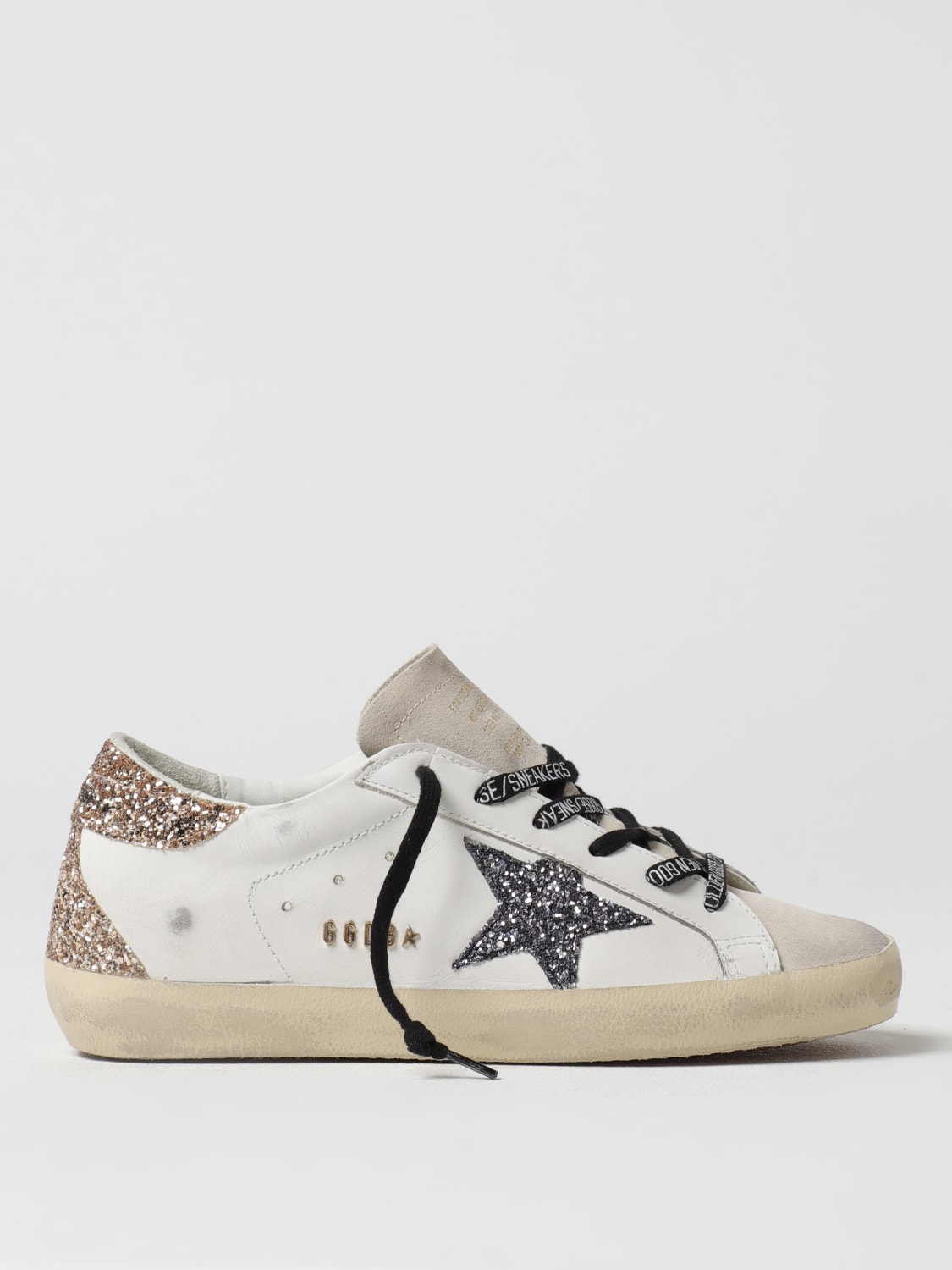 【関税&送料込】Golden  Sneaker Super-Star In Pelle Golden Goose - Super-Star Distressed Printed Suede-Trimmed