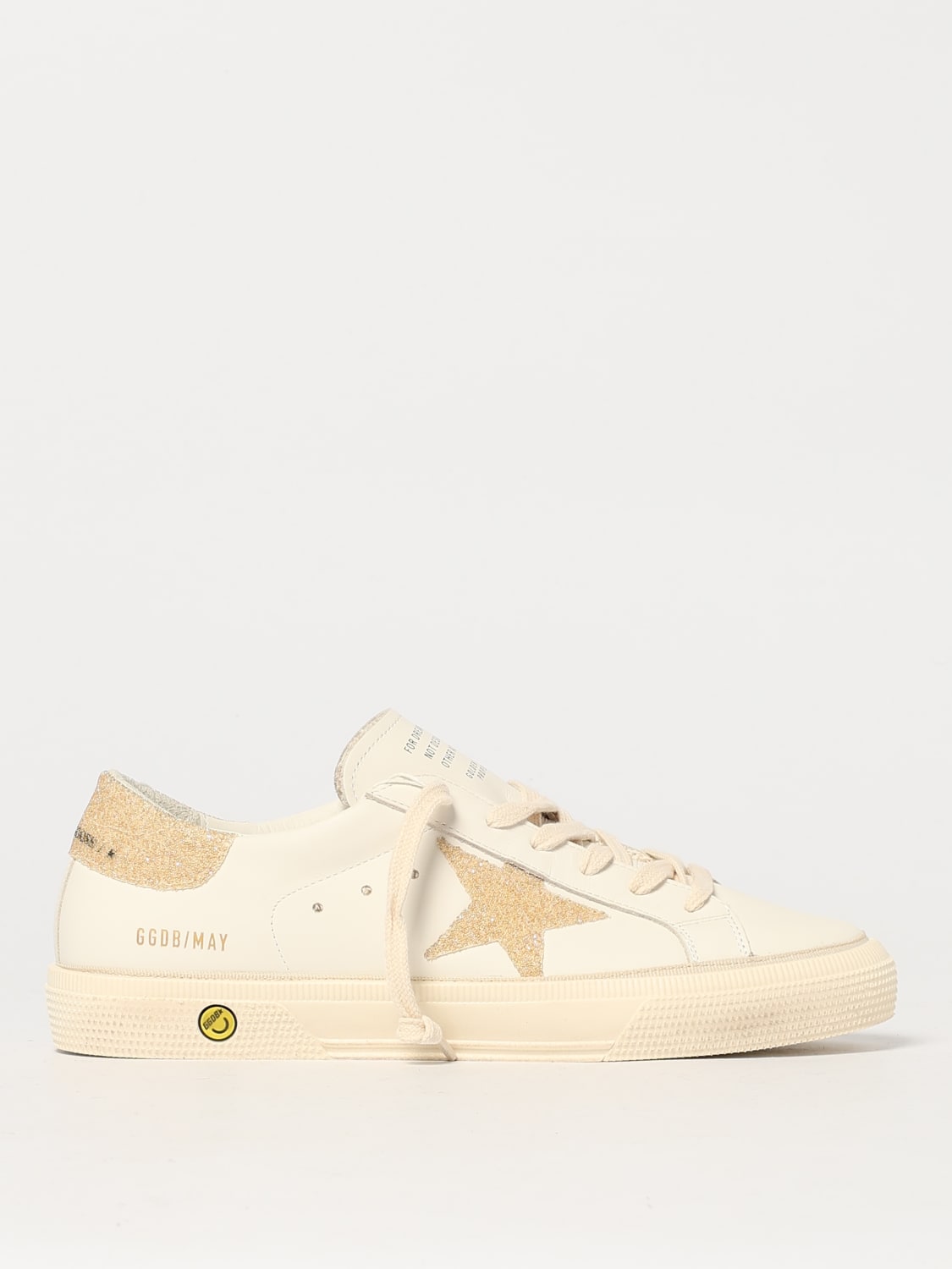 GOLDEN GOOSE SNEAKERS: Sneakers May Golden Goose in pelle e glitter , Bianco - Img 1