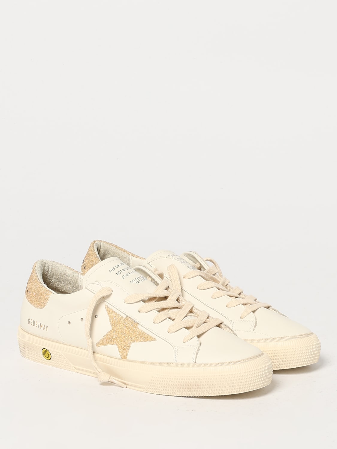 GOLDEN GOOSE SNEAKERS: Sneakers May Golden Goose in pelle e glitter , Bianco - Img 2