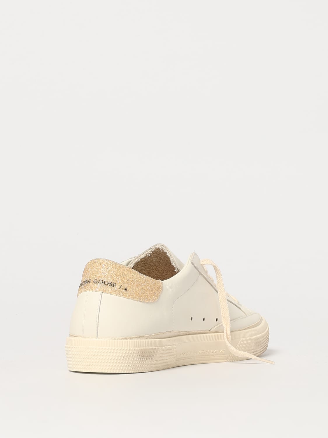 GOLDEN GOOSE SNEAKERS: Sneakers May Golden Goose in pelle e glitter , Bianco - Img 3