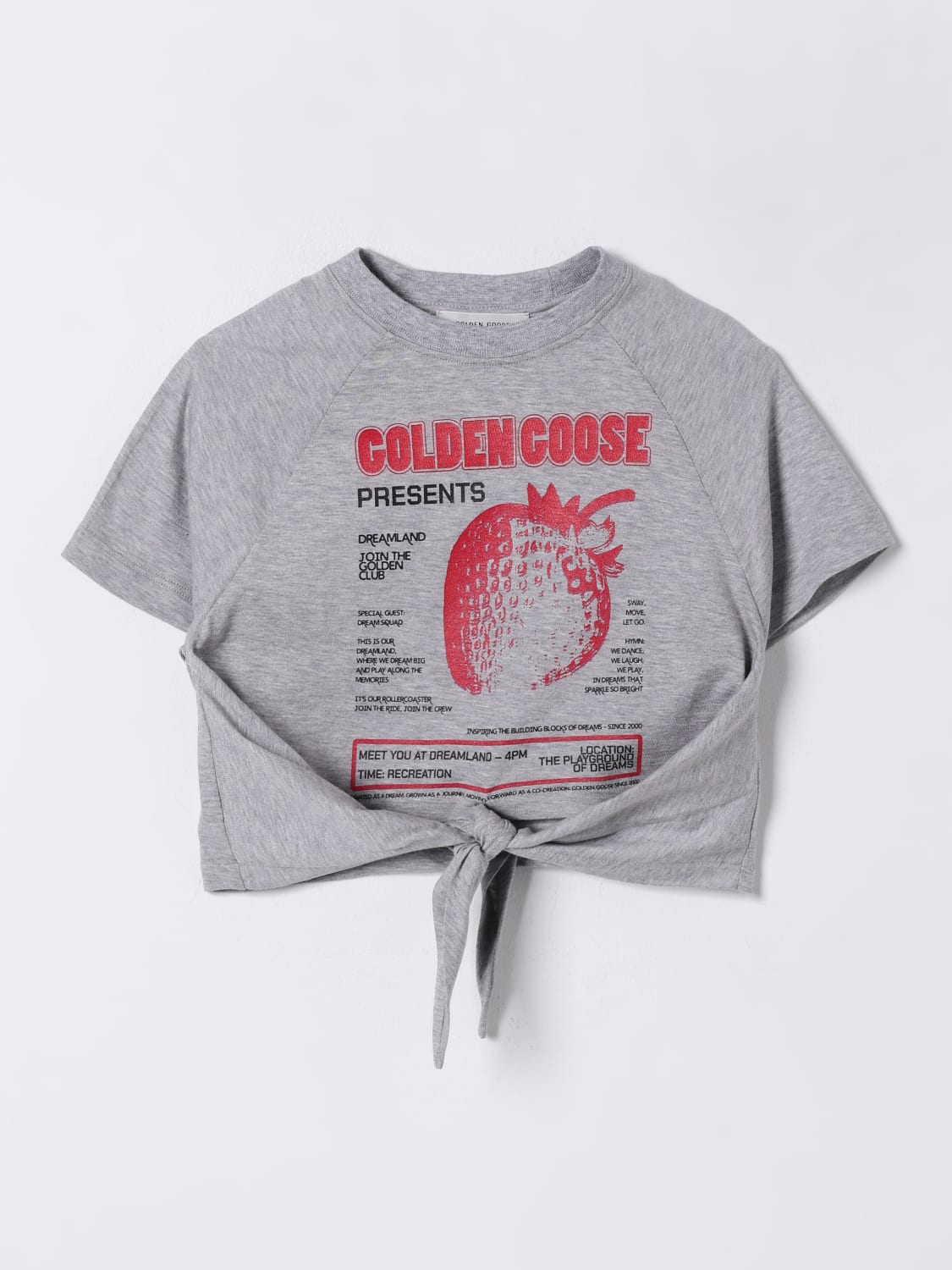 GOLDEN GOOSE T-SHIRT: T-shirt in cotone con stampa fragola Golden Goose, Grigio - Img 1