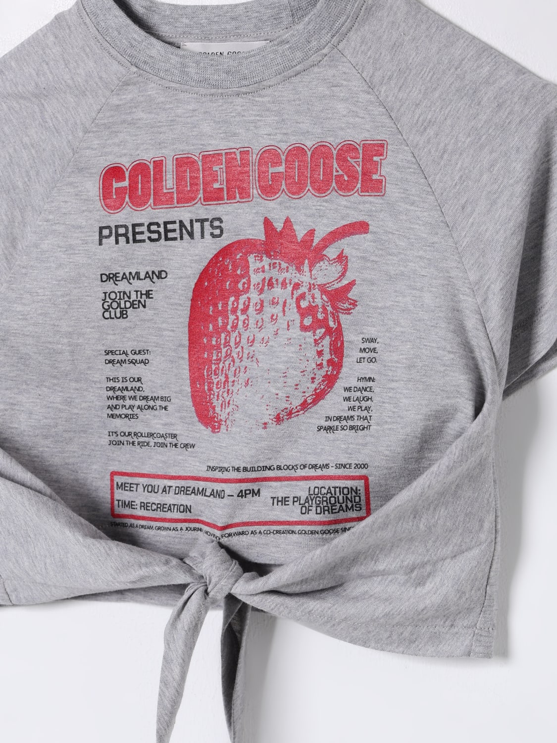 GOLDEN GOOSE T-SHIRT: T-shirt in cotone con stampa fragola Golden Goose, Grigio - Img 3