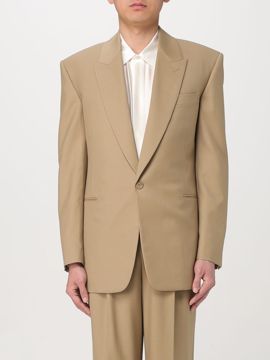 SAINT LAURENT GIACCA: Blazer Saint Laurent in gabardine di lana , Cammello - Img 1