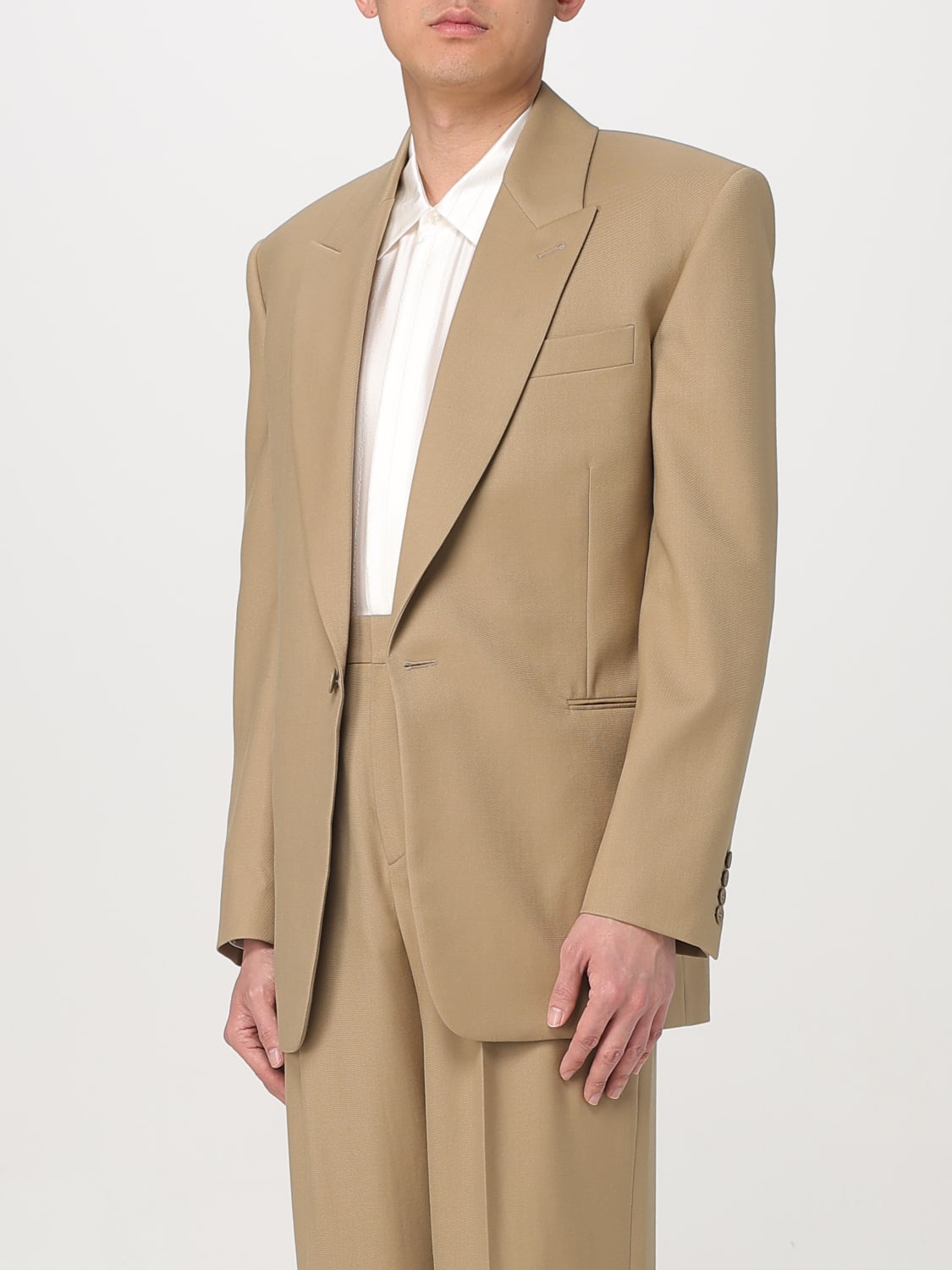 SAINT LAURENT GIACCA: Blazer Saint Laurent in gabardine di lana , Cammello - Img 4