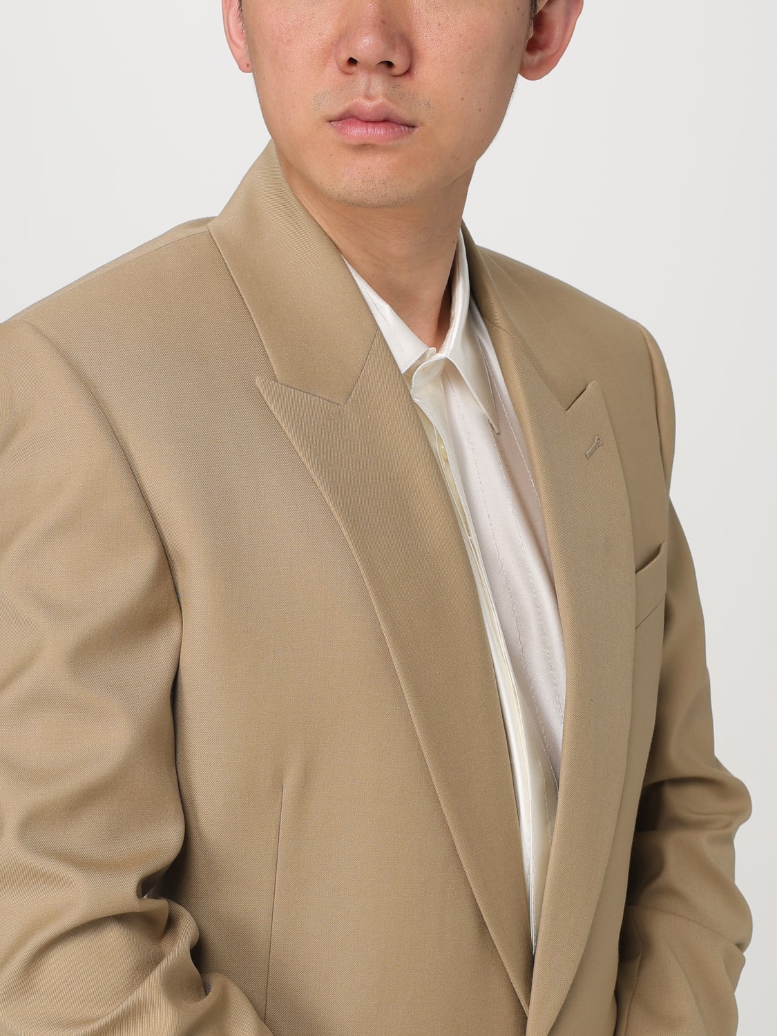 SAINT LAURENT GIACCA: Blazer Saint Laurent in gabardine di lana , Cammello - Img 5