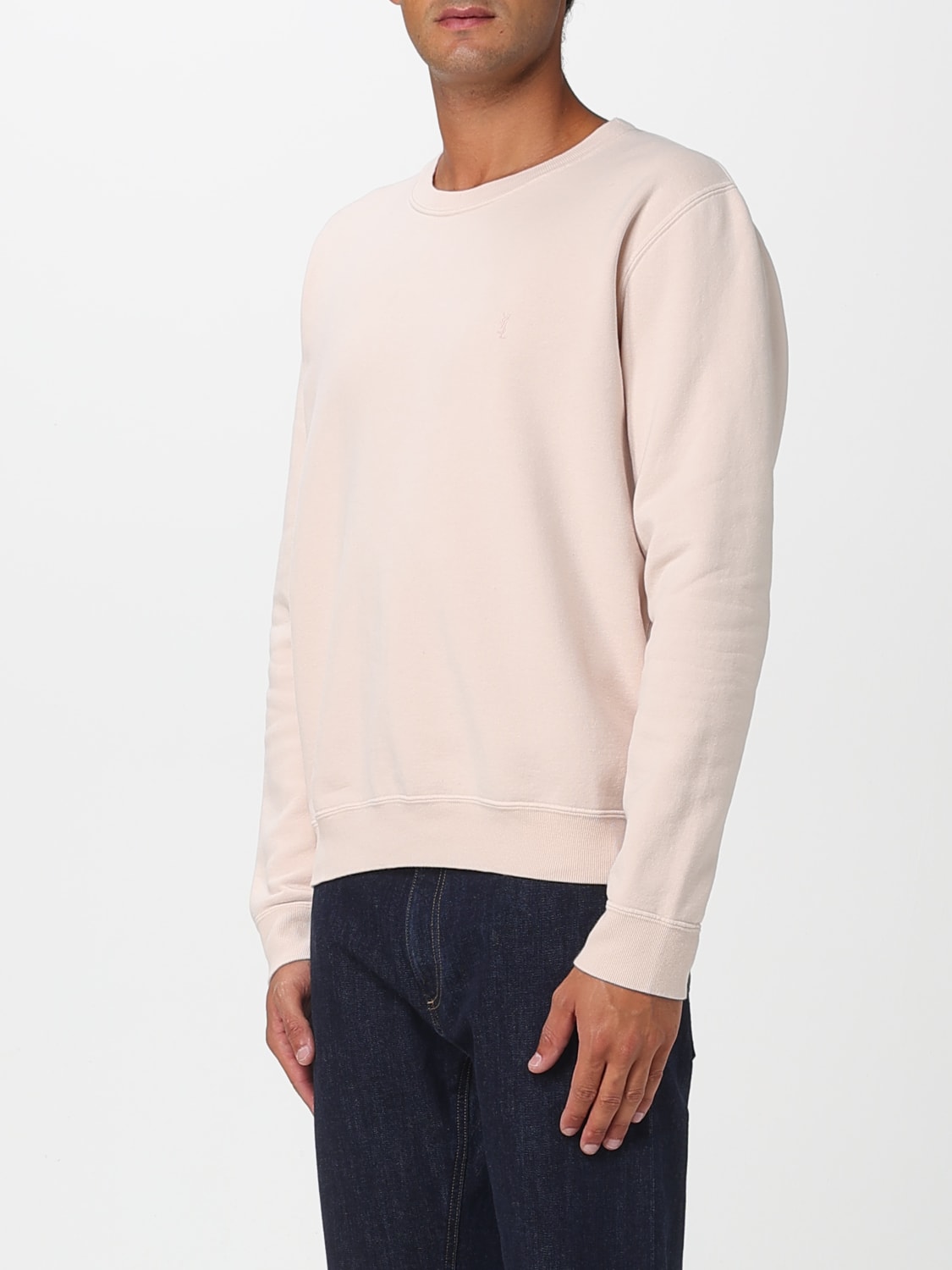 SAINT LAURENT FELPA: Felpa a girocollo Saint Laurent in cotone, Rosa - Img 3