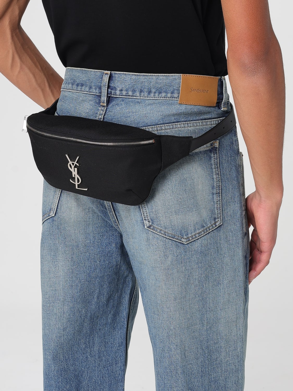 SAINT LAURENT MARSUPIO: Marsupio Saint Laurent in canvas e pelle , Nero - Img 2