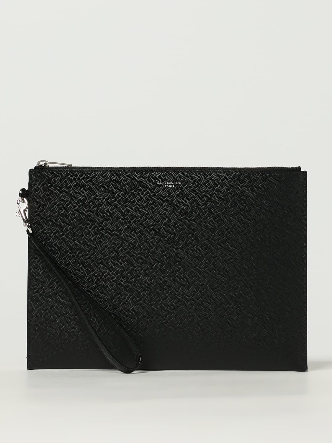 SAINT LAURENT PORTADOCUMENTI: Clutch porta talet saint laurent in pelle grain de poudre , Nero - Img 1