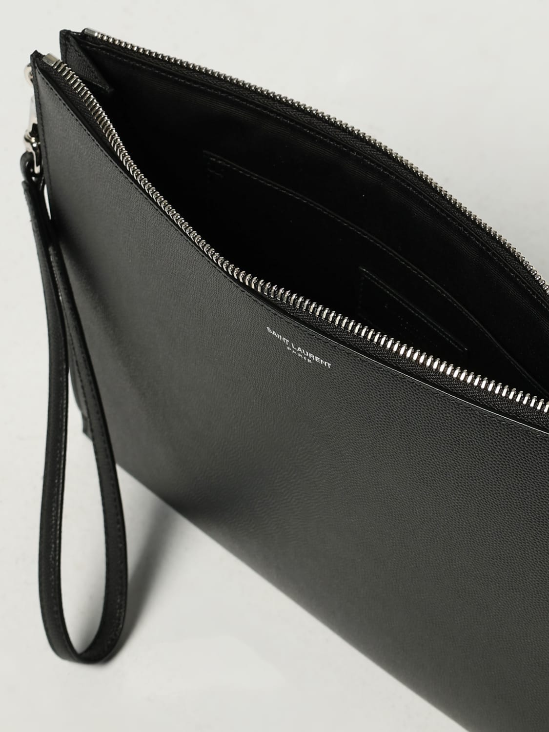 SAINT LAURENT PORTADOCUMENTI: Clutch porta talet saint laurent in pelle grain de poudre , Nero - Img 4