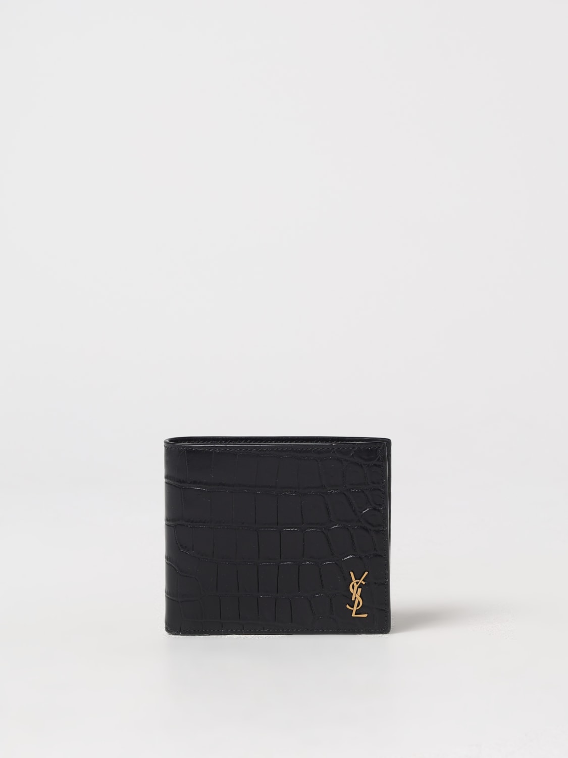 SAINT LAURENT PORTAFOGLIO: Portafoglio Tiny Cassandre East/West Saint Laurent in pelle stampa cocco , Nero - Img 1