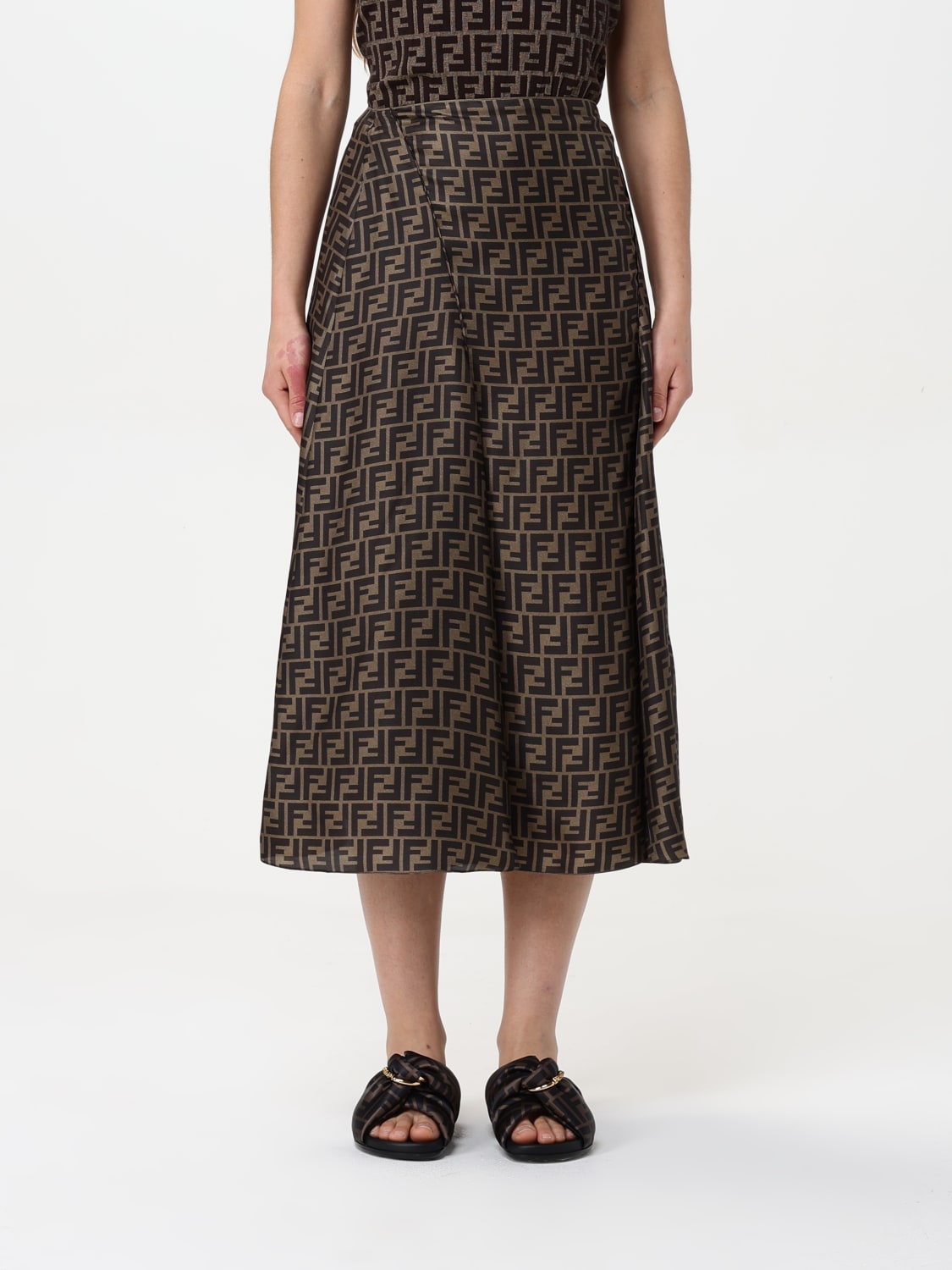 FENDI SKIRT: Skirt woman Fendi, Mud - Img 1