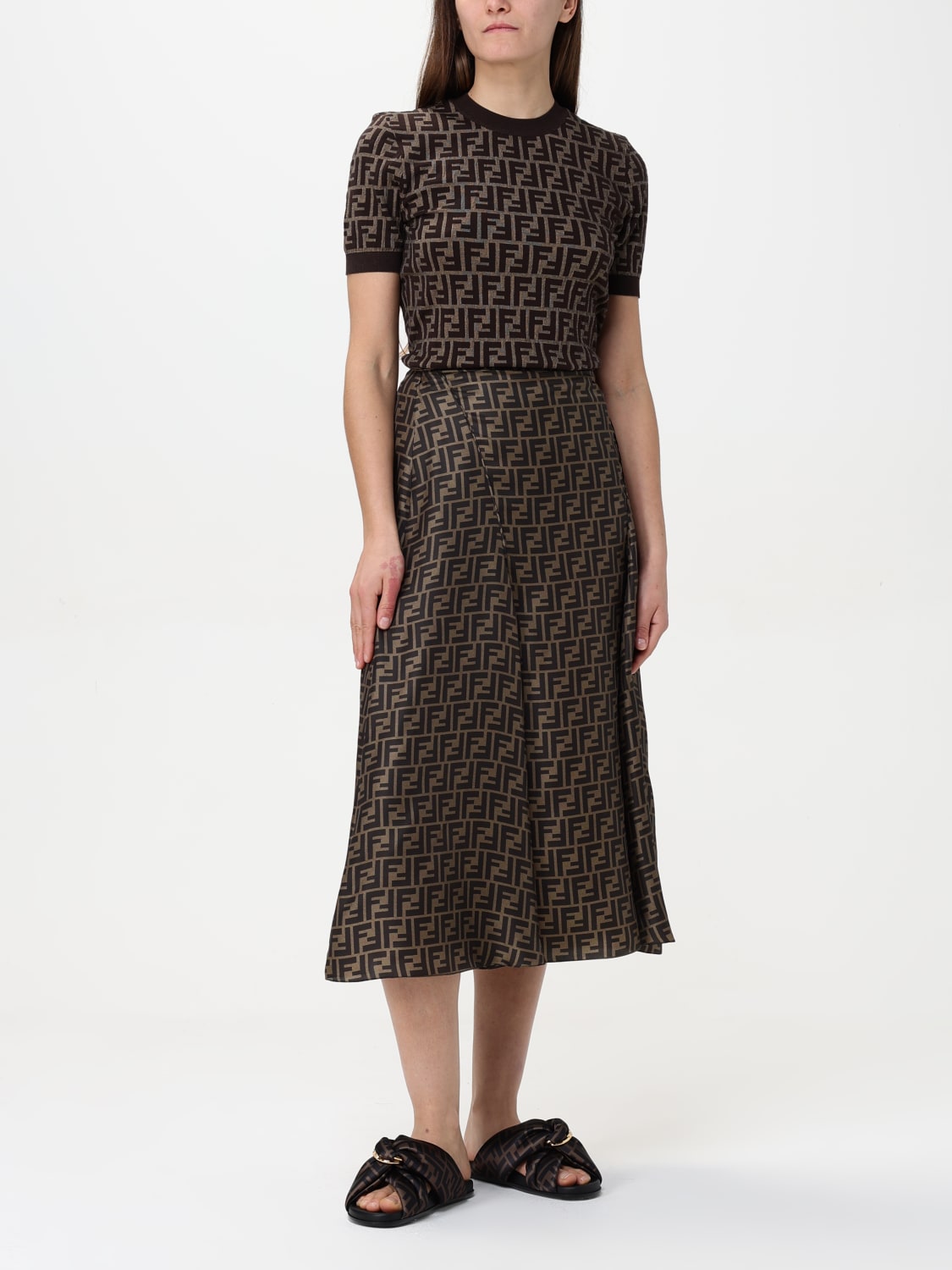 FENDI SKIRT: Skirt woman Fendi, Mud - Img 2