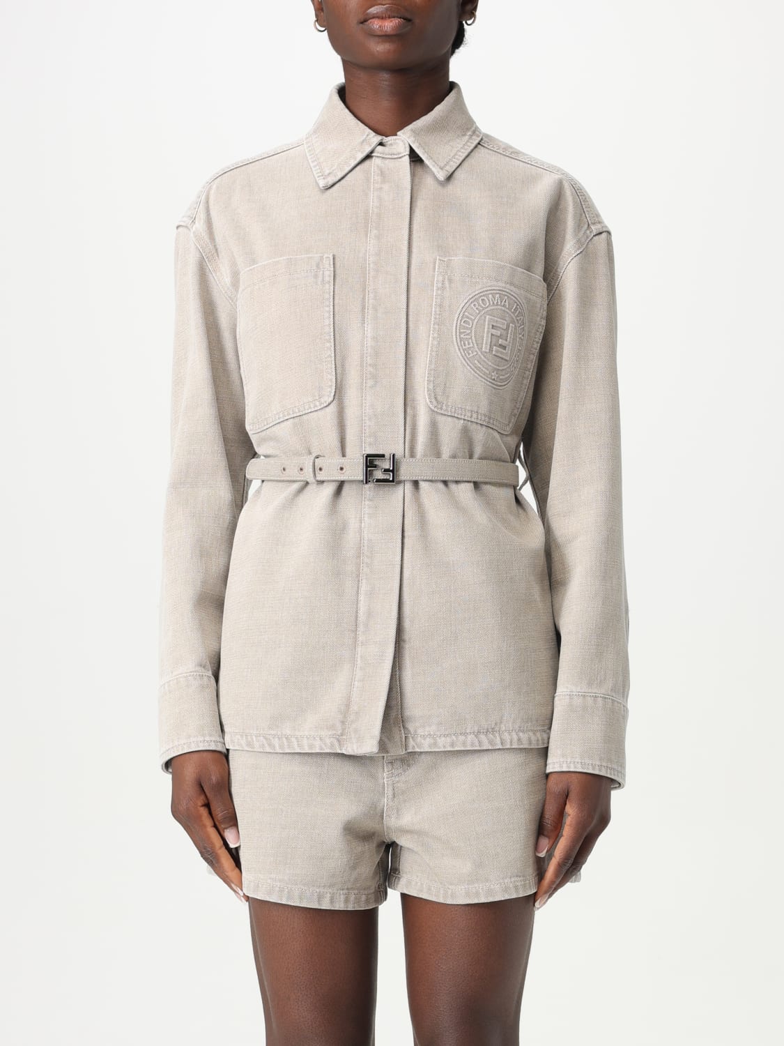 ジャケット FENDI Woman Jacket Beige FLF677ASMB F1RX9 FENDI: women's jacket - Beige | Fendi jacket FLF677ASMB