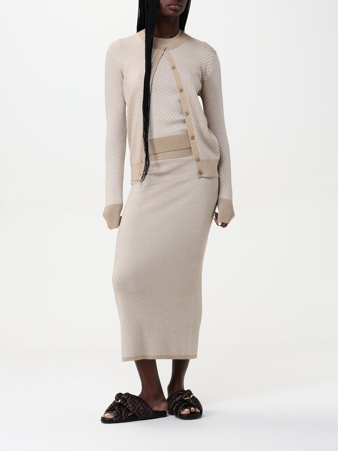 FENDI SWEATER: Cardigan woman Fendi, Beige - Img 2