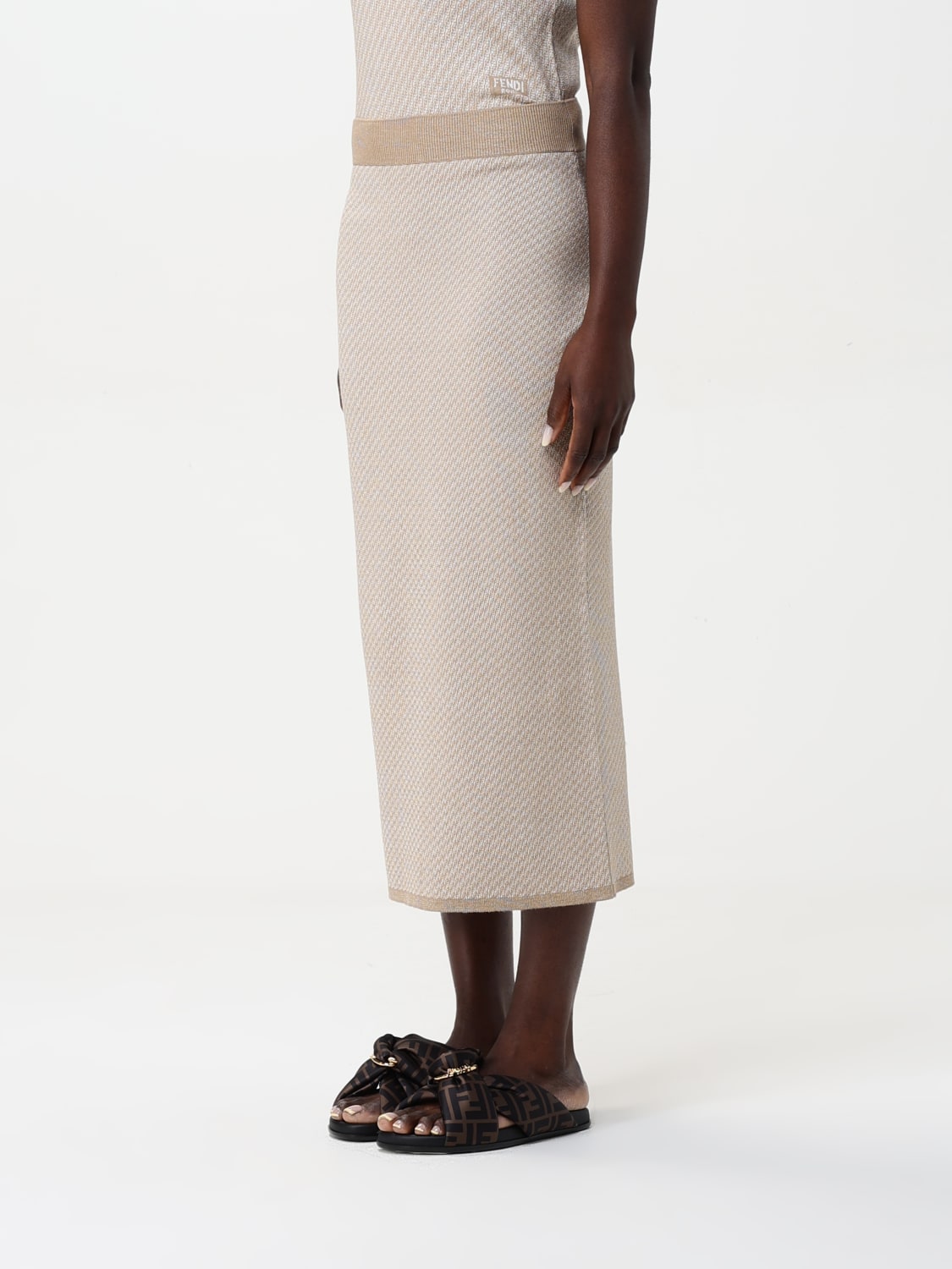 FENDI FALDA: Falda mujer Fendi, Beige - Img 4