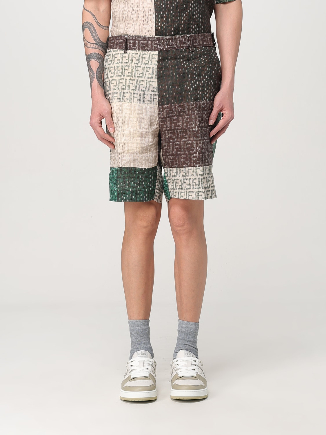 FENDI SHORTS: Short men Fendi, Beige - Img 1