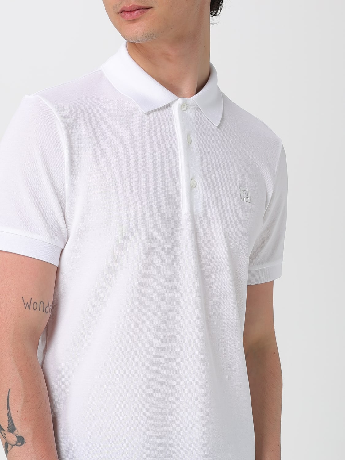 FENDI: Polo shirt men - White | Fendi polo shirt FY0985AUA5