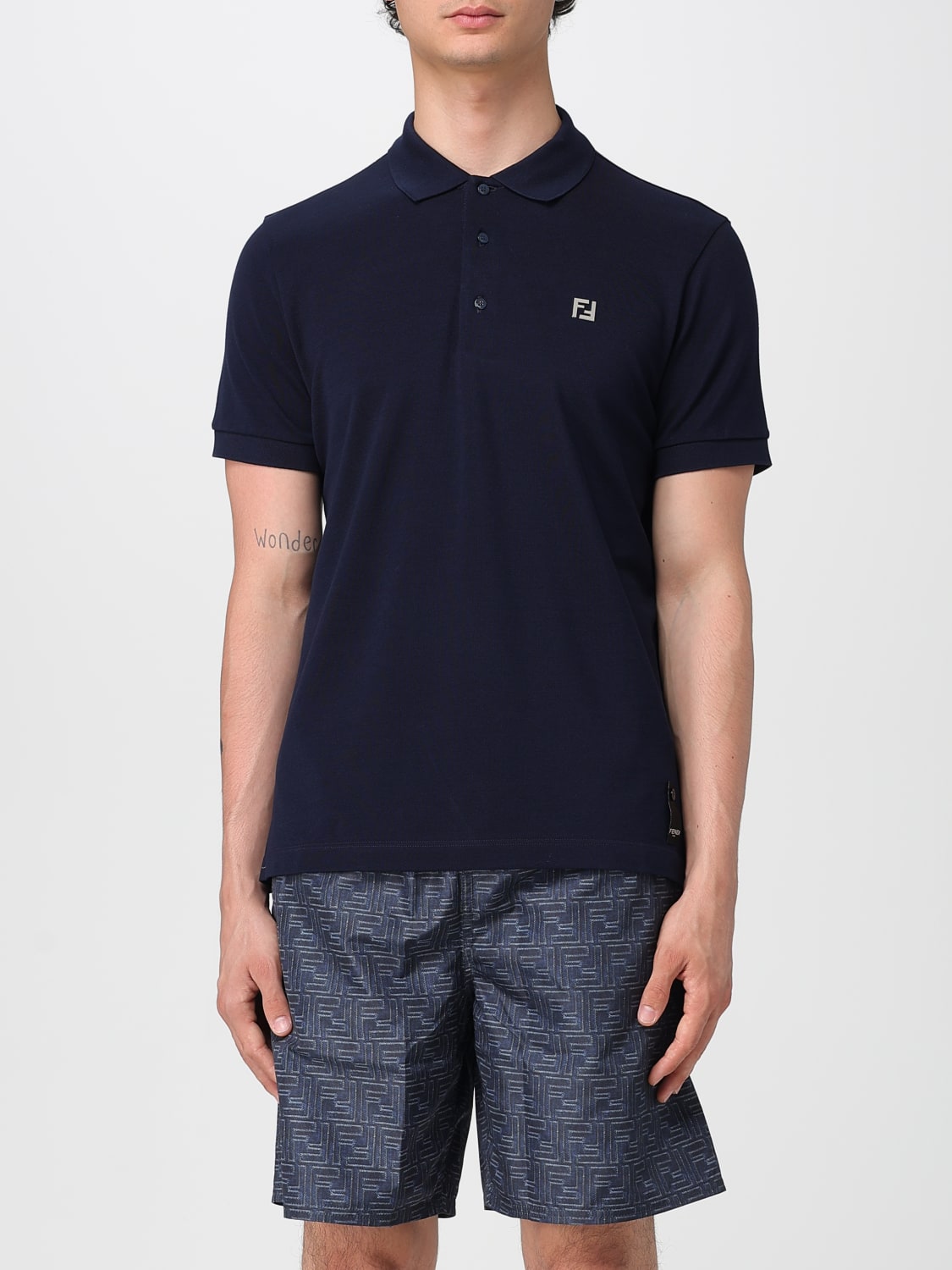 【FENDI】POLO◆FY0985AUA5 Polo shirt Cotton Blue | Fendi