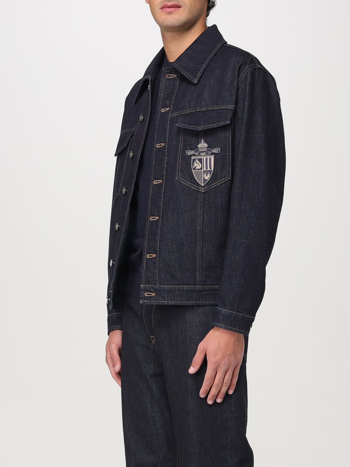 FENDI GIACCA: Giacca Fendi in denim di cotone , Denim - Img 4