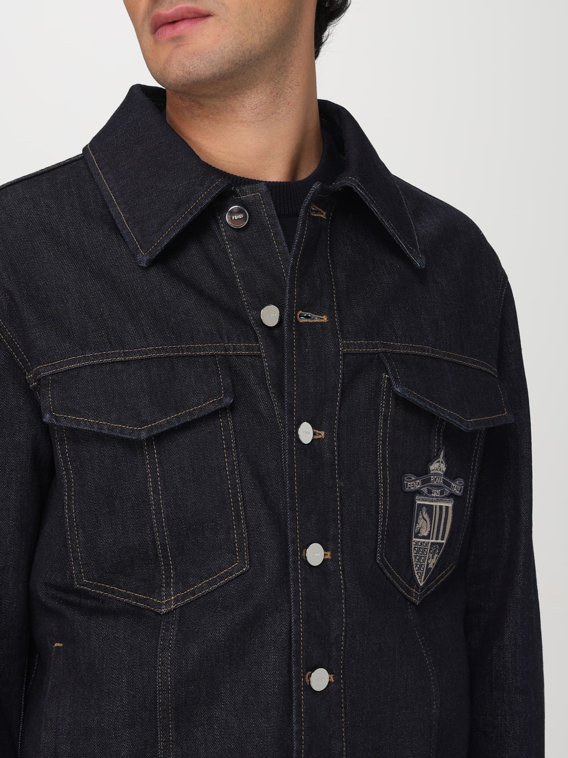 FENDI GIACCA: Giacca Fendi in denim di cotone , Denim - Img 5