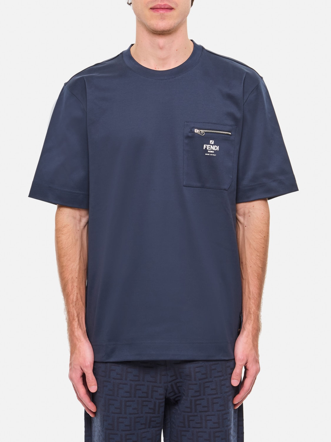 FENDI: T-shirt men - Navy | Fendi t-shirt FY0936ARYR online