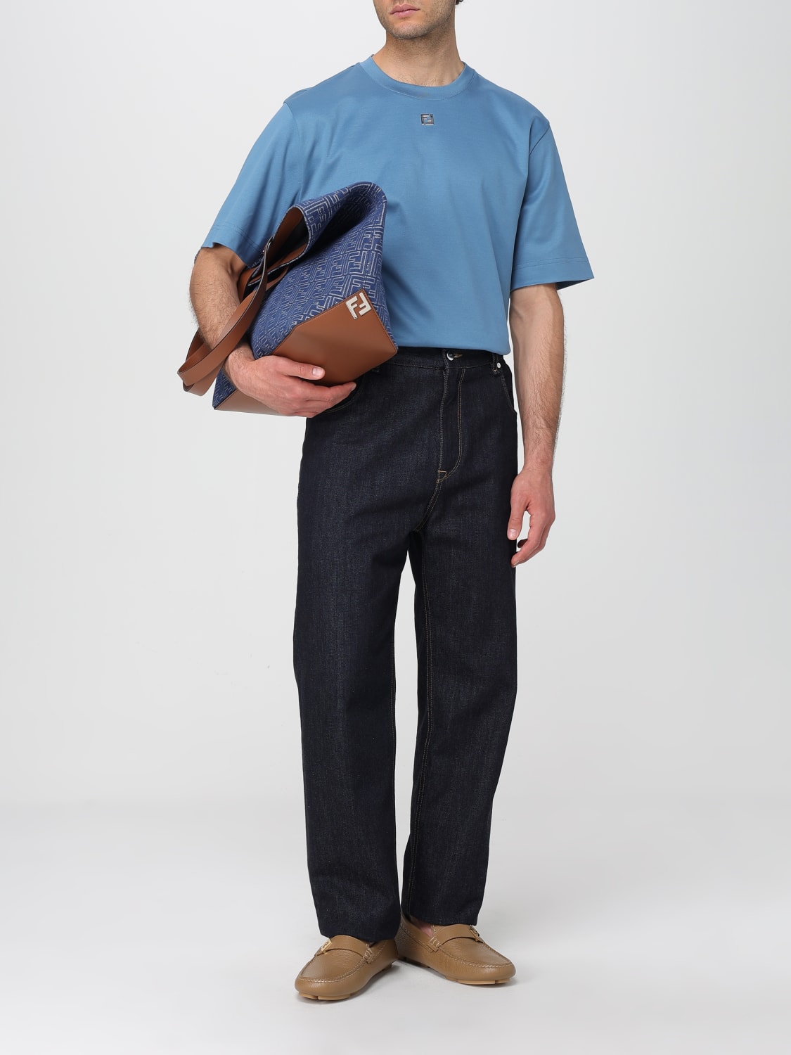 FENDI T-SHIRT: T-shirt men Fendi, Blue - Img 2