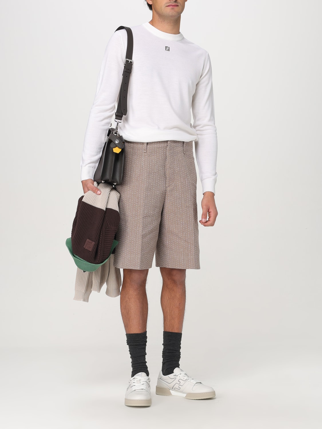 FENDI MAGLIA: Pullover Fendi in lana vergine , Bianco - Img 2